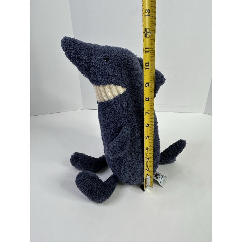 Jellycat London Toothy Shark Stuffed Animal Plush Dark Blue + Cream - Picture 6 of 12